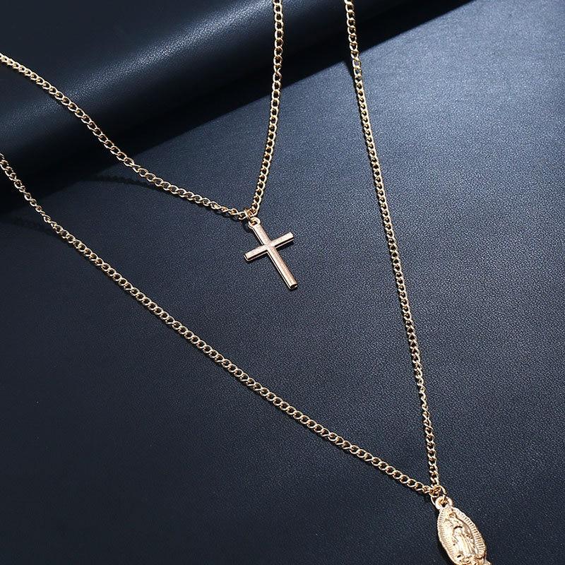 Crucifix 2 Layered Pendant Necklace